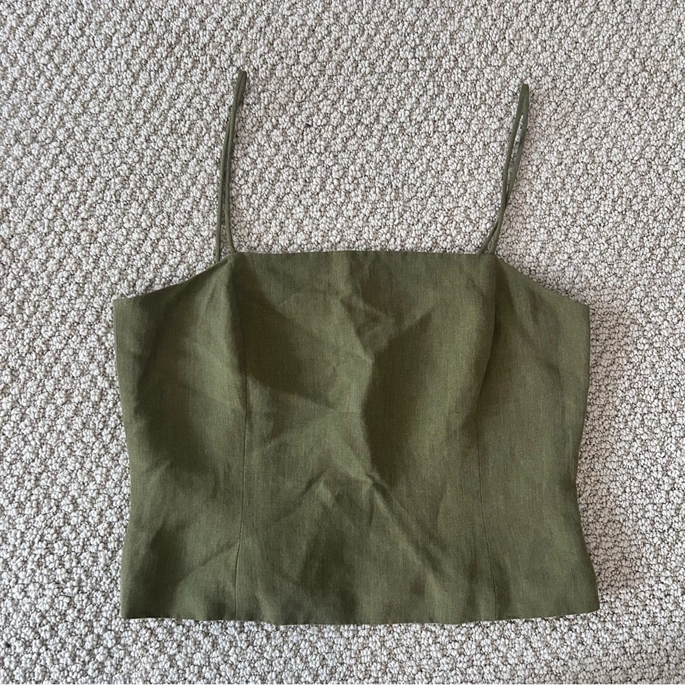 Vintage Square Neck Ann Taylor Khaki Green Camisole Top